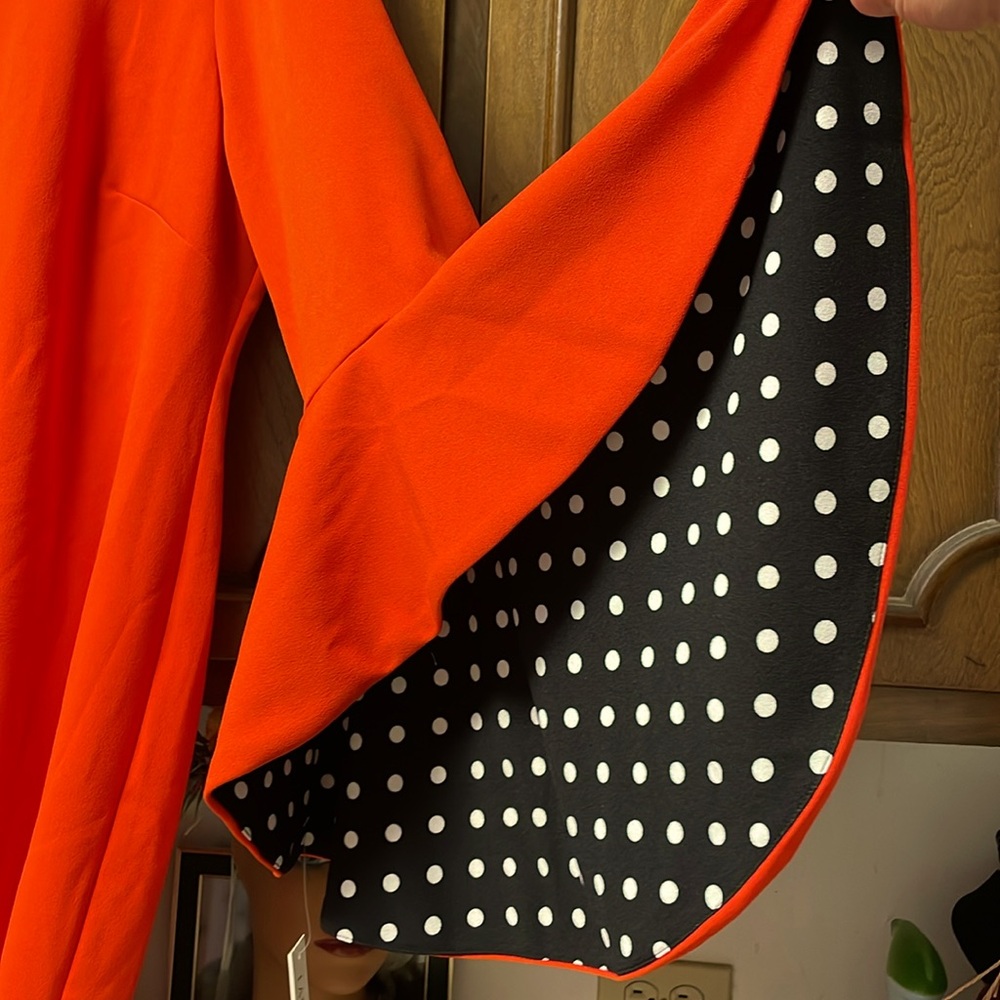 Dramatic Cascade Bell Polka Dot Sleeves Sheath Dress - Picture 7 of 7